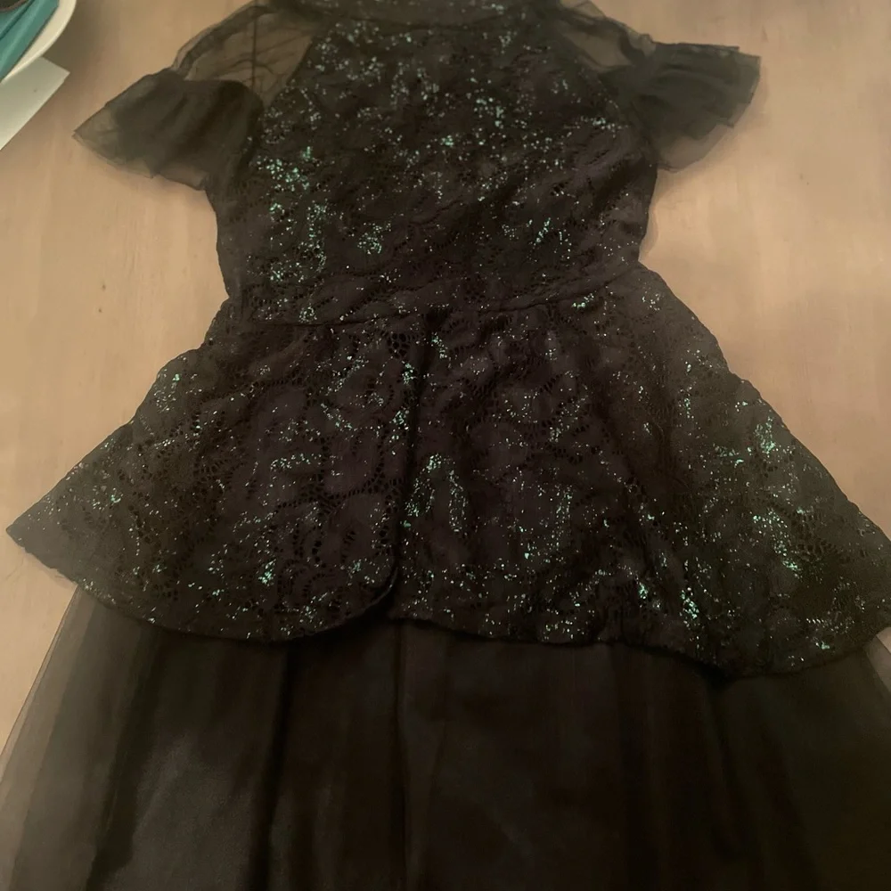 Wicked Girls Black Sparkle Peplum Tulle Party Dress Sz 8 - Picture 1 of 3